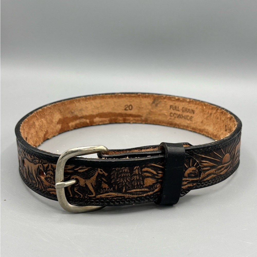 Youth Boys  Black and Brown Western Leather Belt